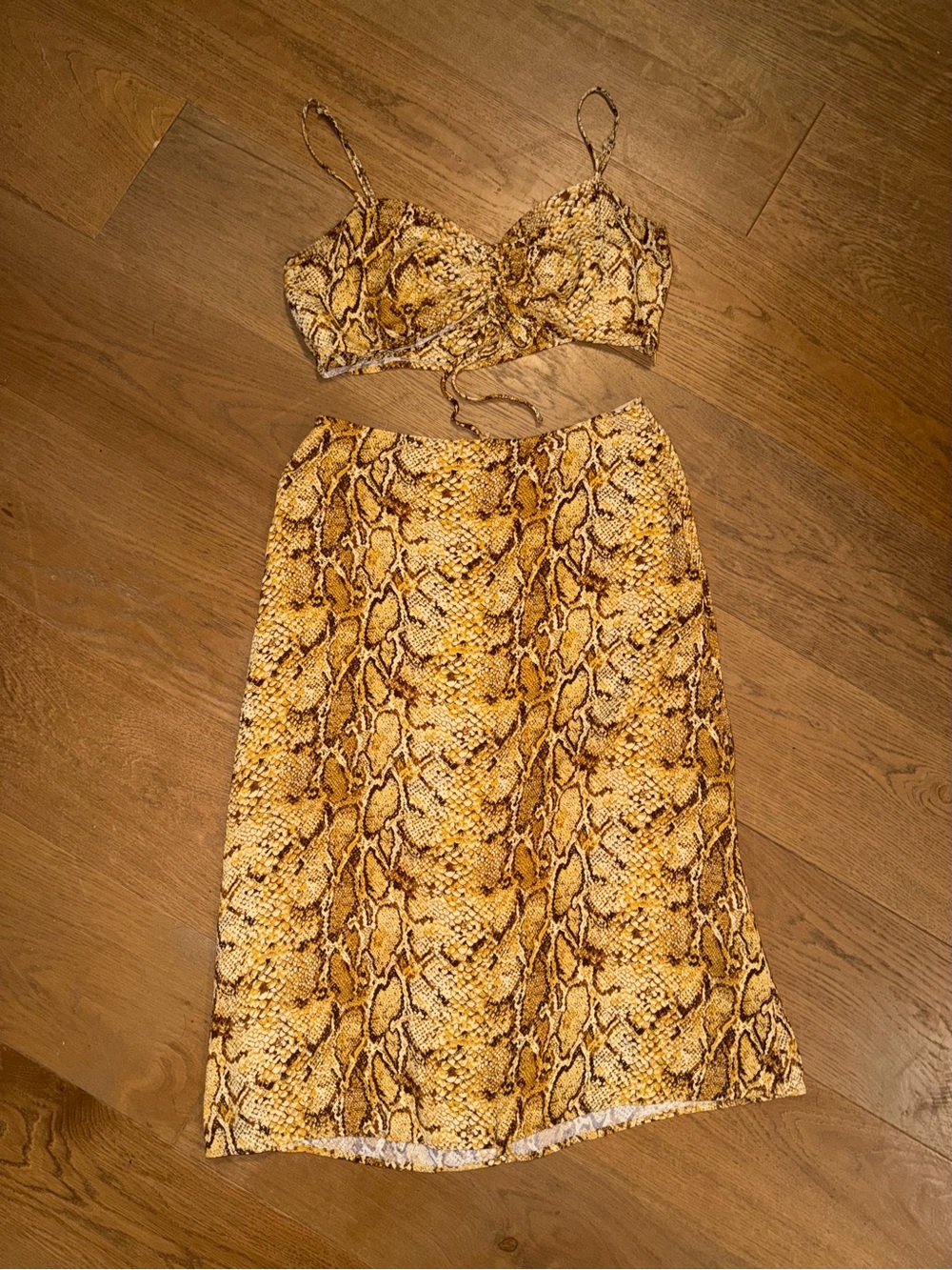 Reformation Beige and Brown Snake Print Set